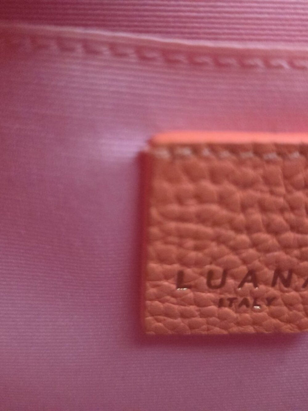 $395 MSRP LUANA Italy Origami Pebble Genuine Leather Coral Tot Purse Bag Preppy - Picture 7 of 13